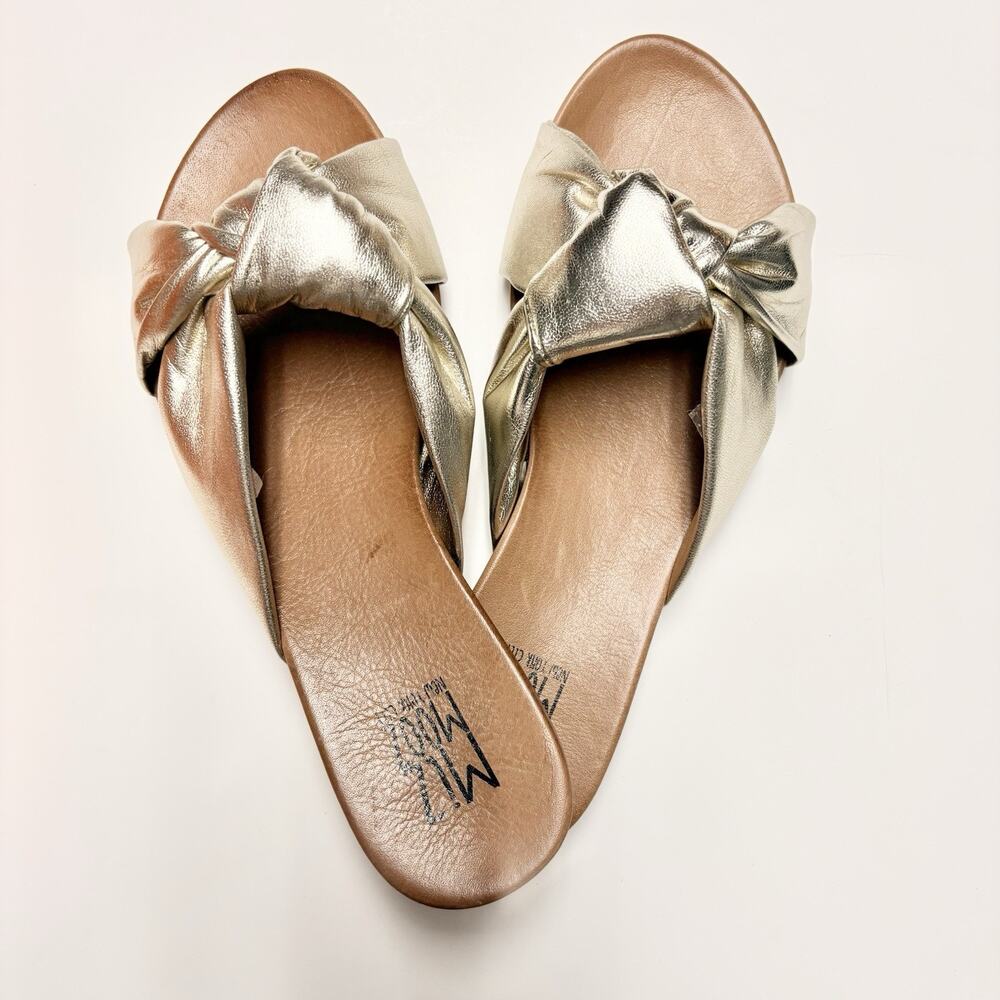 Miz Mooz Aliza Slide Sandals Gold Size EU 39 US 8.5 Womens Leather Summer Shoes